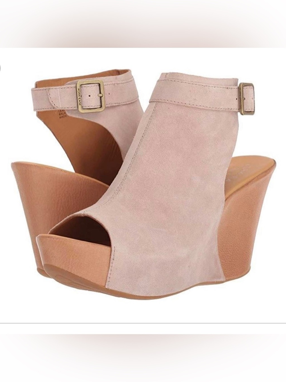 Kork ease Taupe Suede Wedge Peep-Toe Sandal - Picture 12 of 12